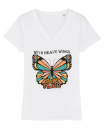 With Brave Wings She Flies Tricou mânecă scurtă guler V Damă Evoker