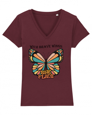 With Brave Wings She Flies Burgundy