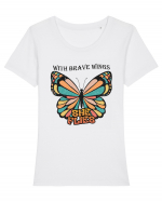 With Brave Wings She Flies Tricou mânecă scurtă guler larg fitted Damă Expresser