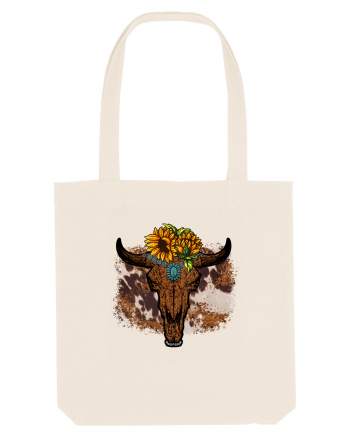 Vintage Sunflower Bull Skull Natural