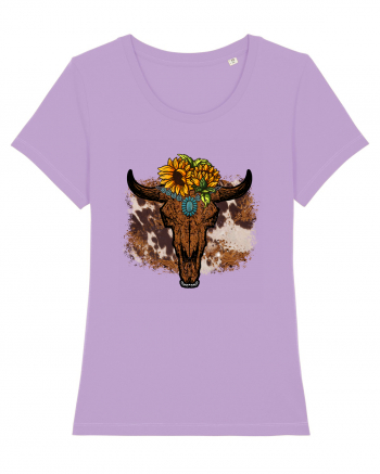 Vintage Sunflower Bull Skull Lavender Dawn