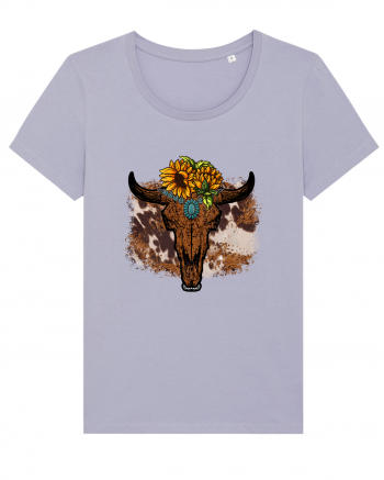 Vintage Sunflower Bull Skull Lavender