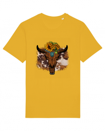 Vintage Sunflower Bull Skull Spectra Yellow