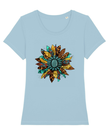 Vintage Summer Sunflower Sky Blue