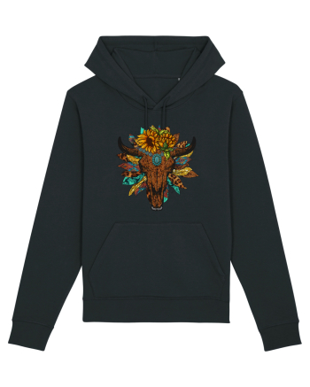 Western Sunflower Bull Skull Black