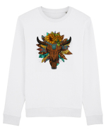 Western Sunflower Bull Skull Bluză mânecă lungă Unisex Rise