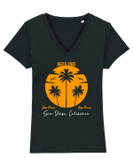 Beach Vibes Blue Ocean San Diego Tricou mânecă scurtă guler V Damă Evoker