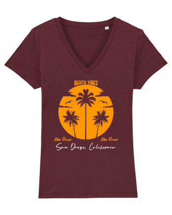 Beach Vibes Blue Ocean San Diego Burgundy