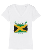 Cornwall Beach Jamaica Tricou mânecă scurtă guler V Damă Evoker