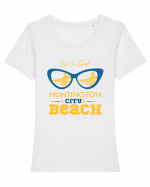Huntington City Beach USA Tricou mânecă scurtă guler larg fitted Damă Expresser