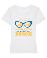 Huntington City Beach USA Tricou mânecă scurtă guler larg fitted Damă Expresser