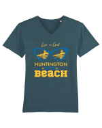 Huntington City Beach USA Tricou mânecă scurtă guler V Bărbat Presenter