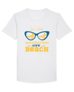 Huntington City Beach USA Tricou mânecă scurtă guler larg Bărbat Skater