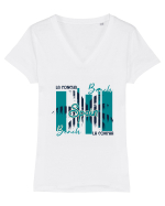 La Concha Beach Spain Tricou mânecă scurtă guler V Damă Evoker