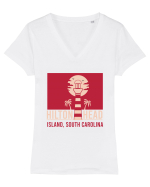 Hilton Head Island USA Tricou mânecă scurtă guler V Damă Evoker