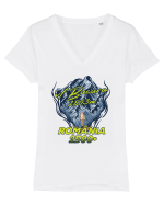 Pentru montaniarzi - Man vs mountain - Bucura Tricou mânecă scurtă guler V Damă Evoker
