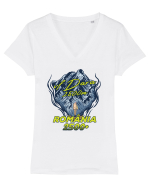 Pentru montaniarzi - Man vs mountain - Dara Tricou mânecă scurtă guler V Damă Evoker