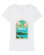 Navagio Beach Greece Tricou mânecă scurtă guler V Damă Evoker