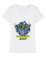 Pentru montaniarzi - Man vs mountain - Păpușa Tricou mânecă scurtă guler V Damă Evoker
