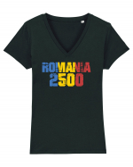 Pentru montaniarzi - Romania 2500 Tricou mânecă scurtă guler V Damă Evoker