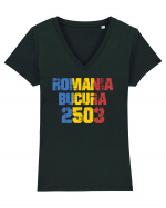 Pentru montaniarzi - Romania 2500 - Bucura Tricou mânecă scurtă guler V Damă Evoker