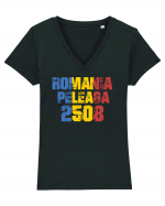 Pentru montaniarzi - Romania 2500 - Peleaga Tricou mânecă scurtă guler V Damă Evoker
