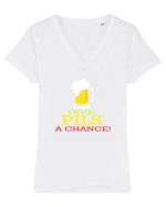 Give pils a chance Tricou mânecă scurtă guler V Damă Evoker