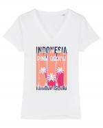 Pink Beach Indonesia Tricou mânecă scurtă guler V Damă Evoker