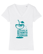 Plage de Santa Giulia France Tricou mânecă scurtă guler V Damă Evoker