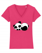 Sleepy Panda Tricou mânecă scurtă guler V Damă Evoker