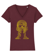 Shadow face, gold  Tricou mânecă scurtă guler V Damă Evoker