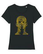 Shadow face, gold  Tricou mânecă scurtă guler larg fitted Damă Expresser