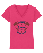 Sunset Beach Oahu Tricou mânecă scurtă guler V Damă Evoker