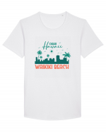 Waikiki Beach Oahu Tricou mânecă scurtă guler larg Bărbat Skater