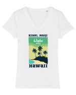 Wailea Beach Hawaii Tricou mânecă scurtă guler V Damă Evoker