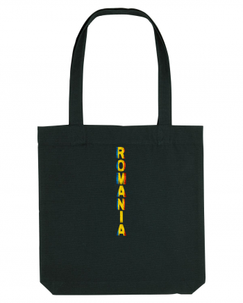 Romania text vertical tricolor Black