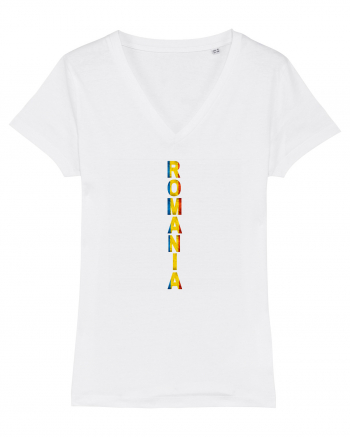 Romania text vertical tricolor White