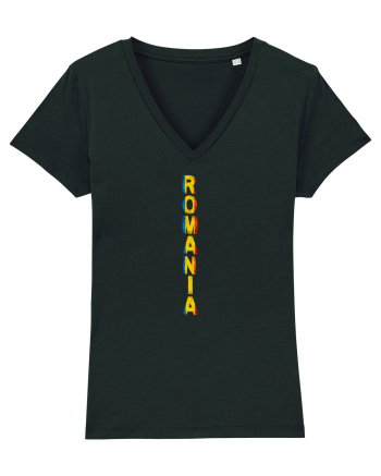 Romania text vertical tricolor Black