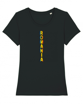 Romania text vertical tricolor Black