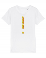 Romania text vertical tricolor Tricou mânecă scurtă  Copii Mini Creator