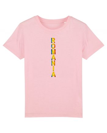 Romania text vertical tricolor Cotton Pink