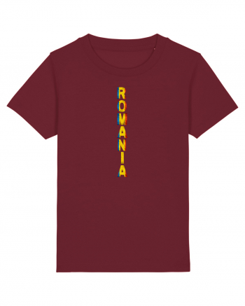 Romania text vertical tricolor Burgundy