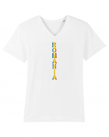 Romania text vertical tricolor White