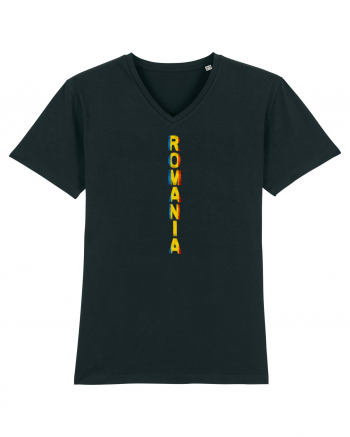 Romania text vertical tricolor Black