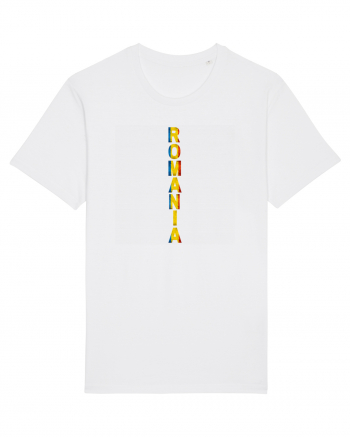 Romania text vertical tricolor White