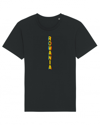 Romania text vertical tricolor Black