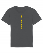 Romania text vertical tricolor Tricou mânecă scurtă Unisex Rocker