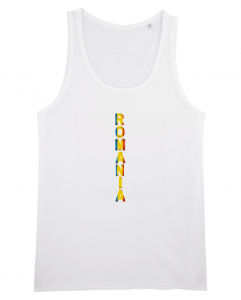 Romania text vertical tricolor White