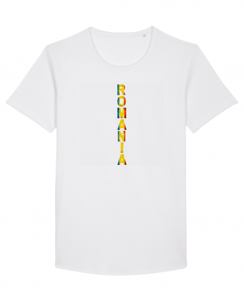 Romania text vertical tricolor White