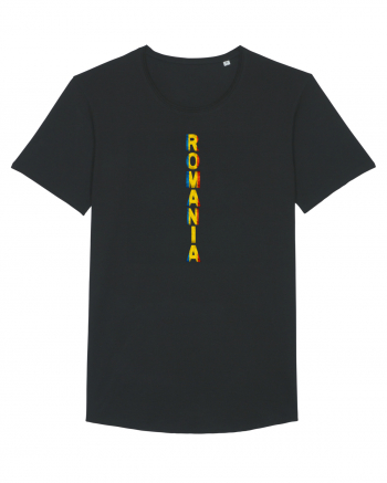 Romania text vertical tricolor Black